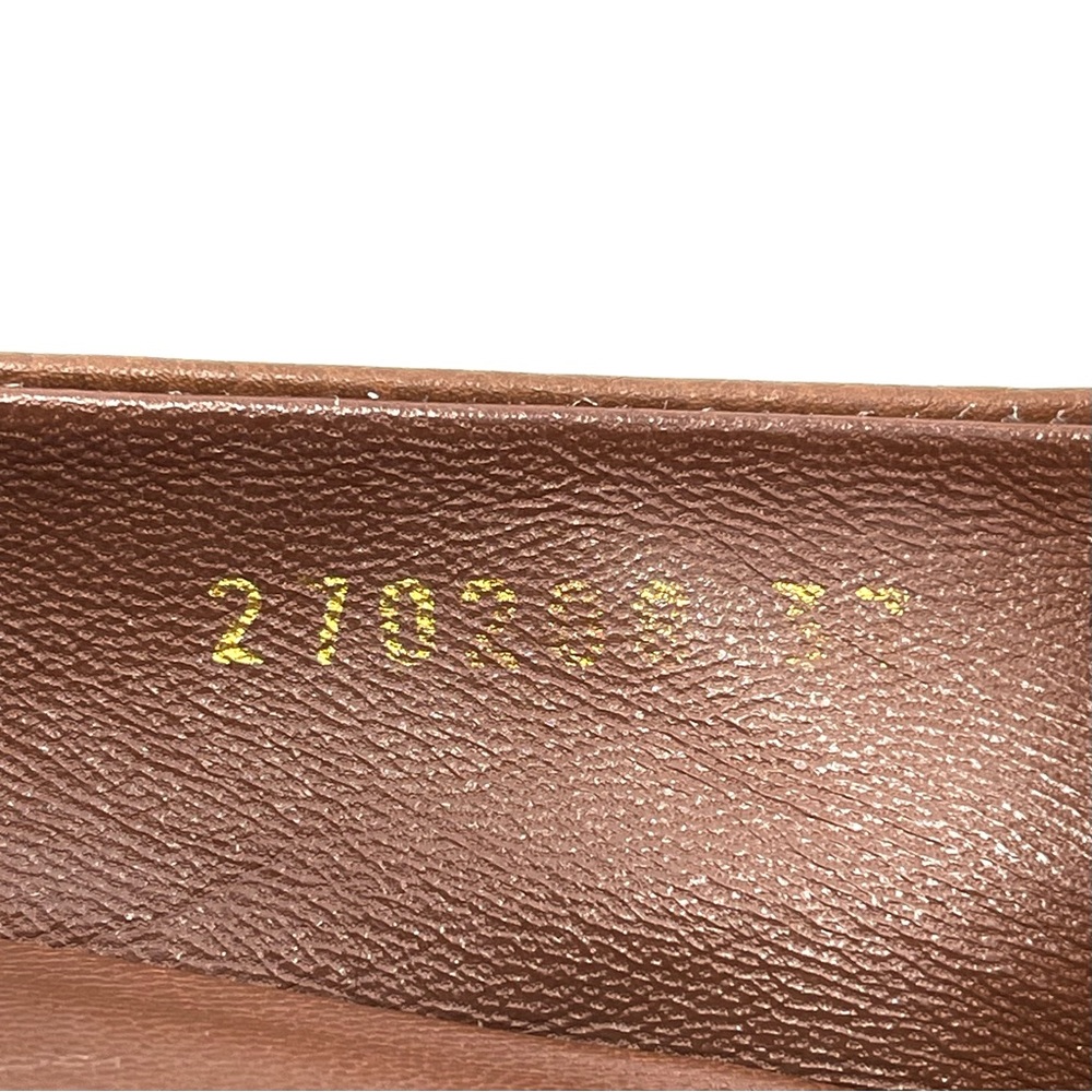 📌SOLD📌 GUCCI 100% AUTHENTIC BROWN LEATHER GOLD INTERLOCKING GG FLATS - Picture 14 of 16